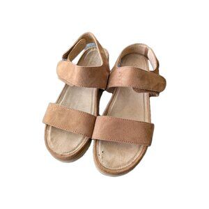 Naturalizer Women Kaila 7.5 Faux Suede Platform Strap Brown Indie Boho Sandal